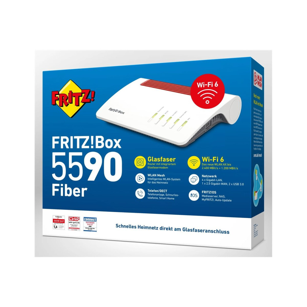 Produktbild för FRITZ!Box 5590 Fiber - trådlös router - GPON-terminal / röstkort - Wi-Fi 6 - skrivbordsmodell