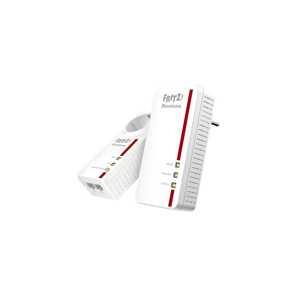 Produktbild för FRITZ!Powerline 1260E - WLAN Set - PowerLine adaptersats - Wi-Fi 5 - vägginsticksbar