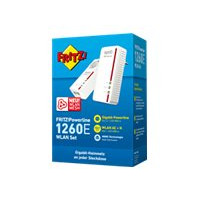 Produktbild för FRITZ!Powerline 1260E - PowerLine adaptersats - Wi-Fi 5 - vägginsticksbar