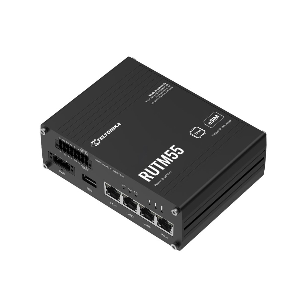 Produktbild för Teltonika RUTM55 - trådlös router - WWAN - Wi-Fi 5 - 5G, 3G, 4G - DIN-skenmonterbar, väggmonterbar, försänkt montering möjlig