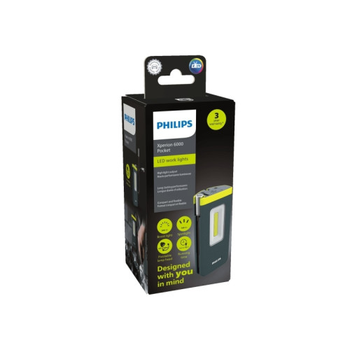 Philips Sladdlös verkstadslampa POCKET, Xperion, COB LED-ljuskälla,...