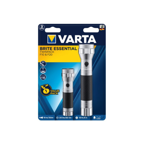 Varta Varta Brite Essential Twinpack F10 / F20 - ficklampa - LED (paket om 2)