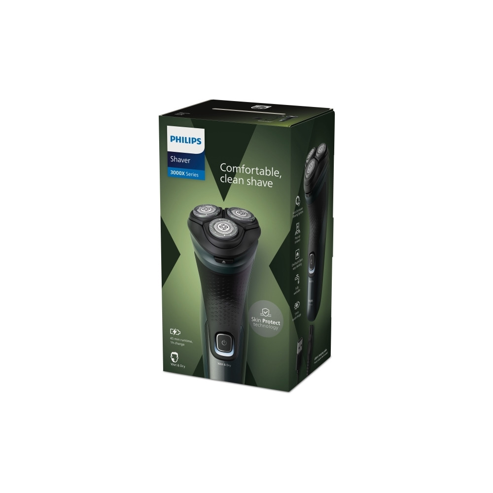 Produktbild för Philips 3000X Series X3052 - rakapparat - mörk skogsgrön