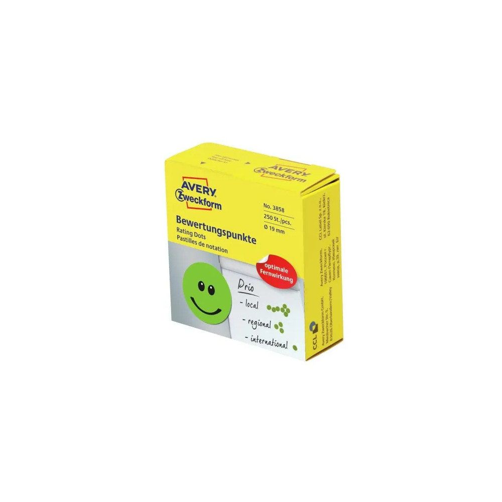 Produktbild för Avery 3858, Grön, Circel, Permanent, papper, 1,9 cm, 250 sty...
