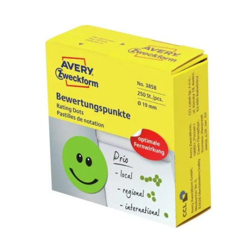 AVERY Avery 3858, Grön, Circel, Permanent, papper, 1,9 cm, 250 sty...