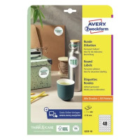 Produktbild för Avery 6223-10 Ø 30 mm A4 vit runda etiketter för permanent m...