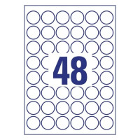 Produktbild för Avery 6223-10 Ø 30 mm A4 vit runda etiketter för permanent m...