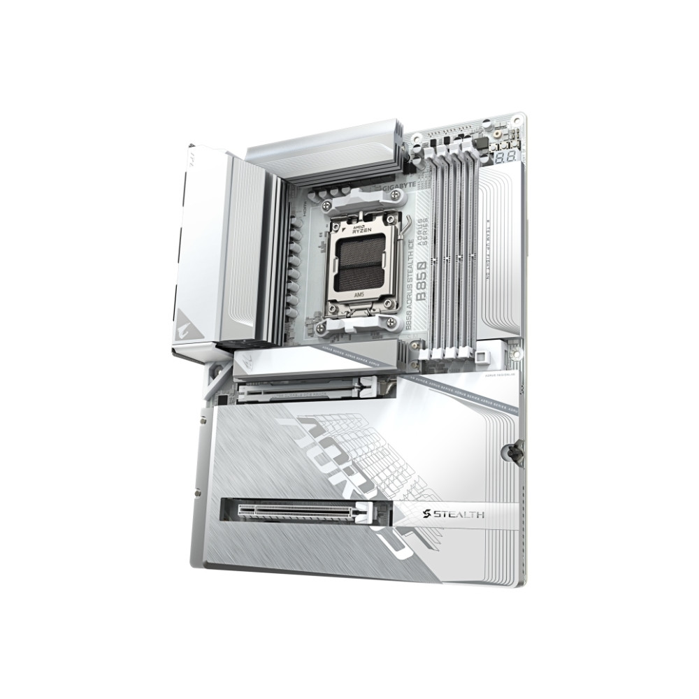 Produktbild för AORUS B850 STEALTH ICE - moderkort - ATX - LGA1851-uttag - AMD B850