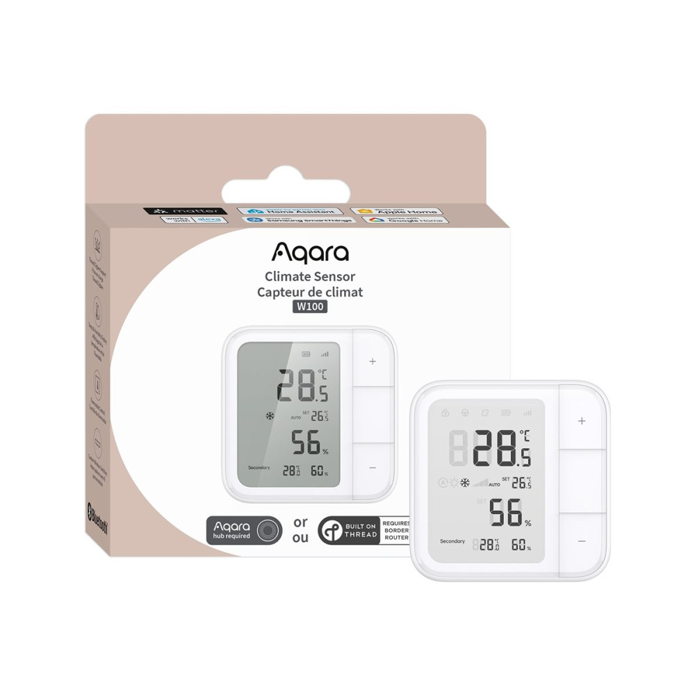 Produktbild för Aqara W100 - temperatur- och fuktighetssensor - Thread, ZigBee, Bluetooth