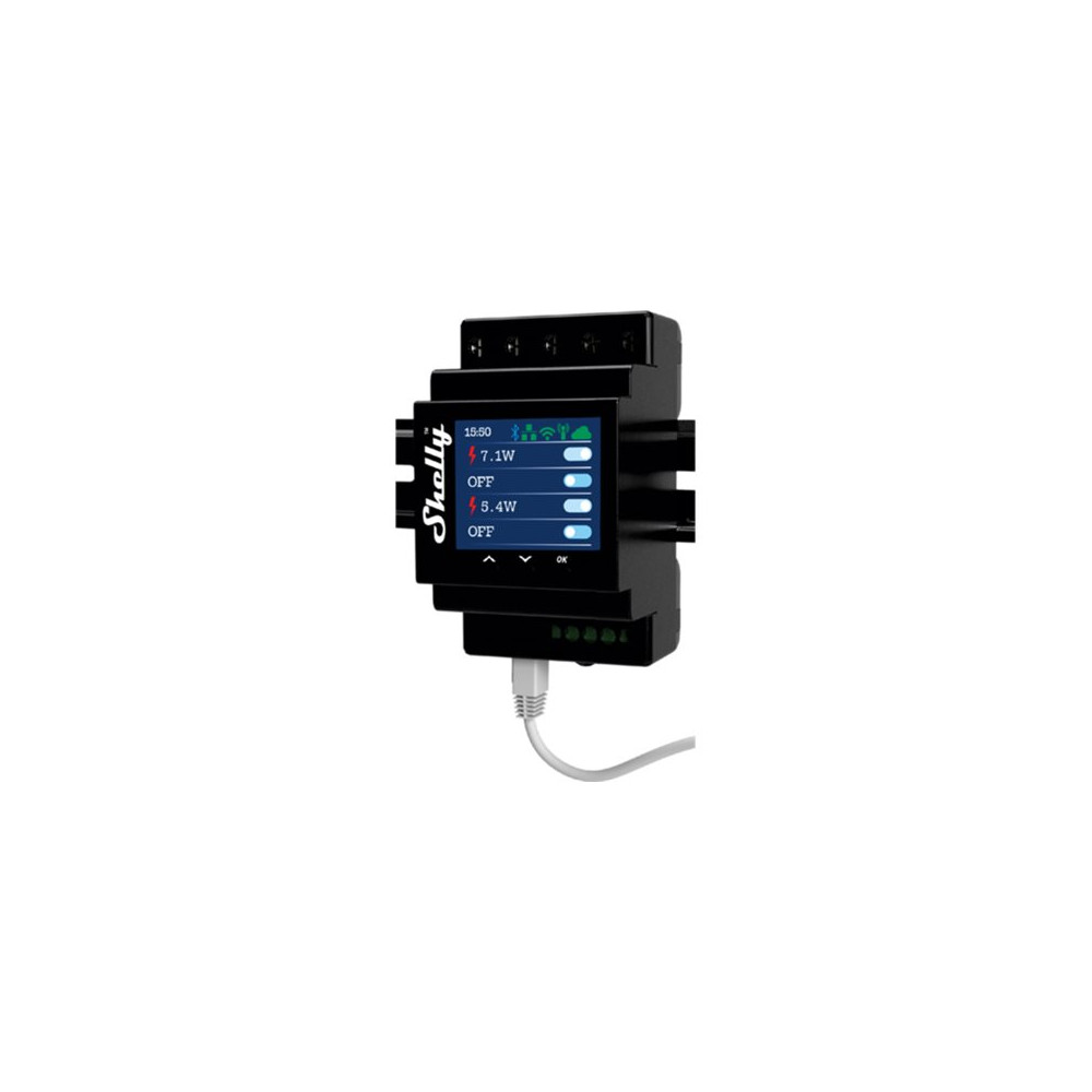 Produktbild för Shelly Pro Series 4 PM - reläomkopplare - 802.11b/g/n, Bluetooth 4.2 - svart