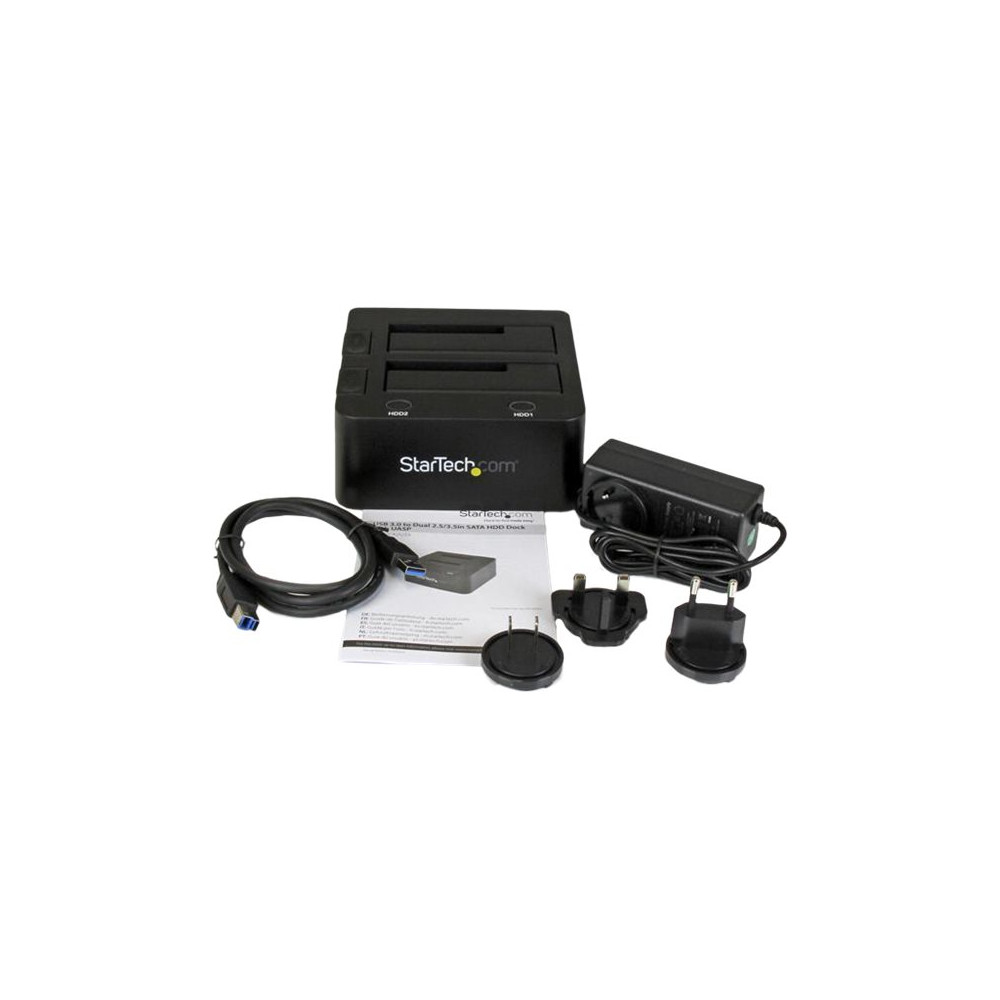Produktbild för StarTech.com Dual-Bay USB 3.0 to SATA Hard Drive Docking Station, USB Hard Drive Dock, External 2.53.5 SATA IIIIII, SSDHDD Docking Station, Hot-Swap Hard Drive Bay - Top-Loading - kontrollerkort - SATA 6Gb/s - USB 3.0
