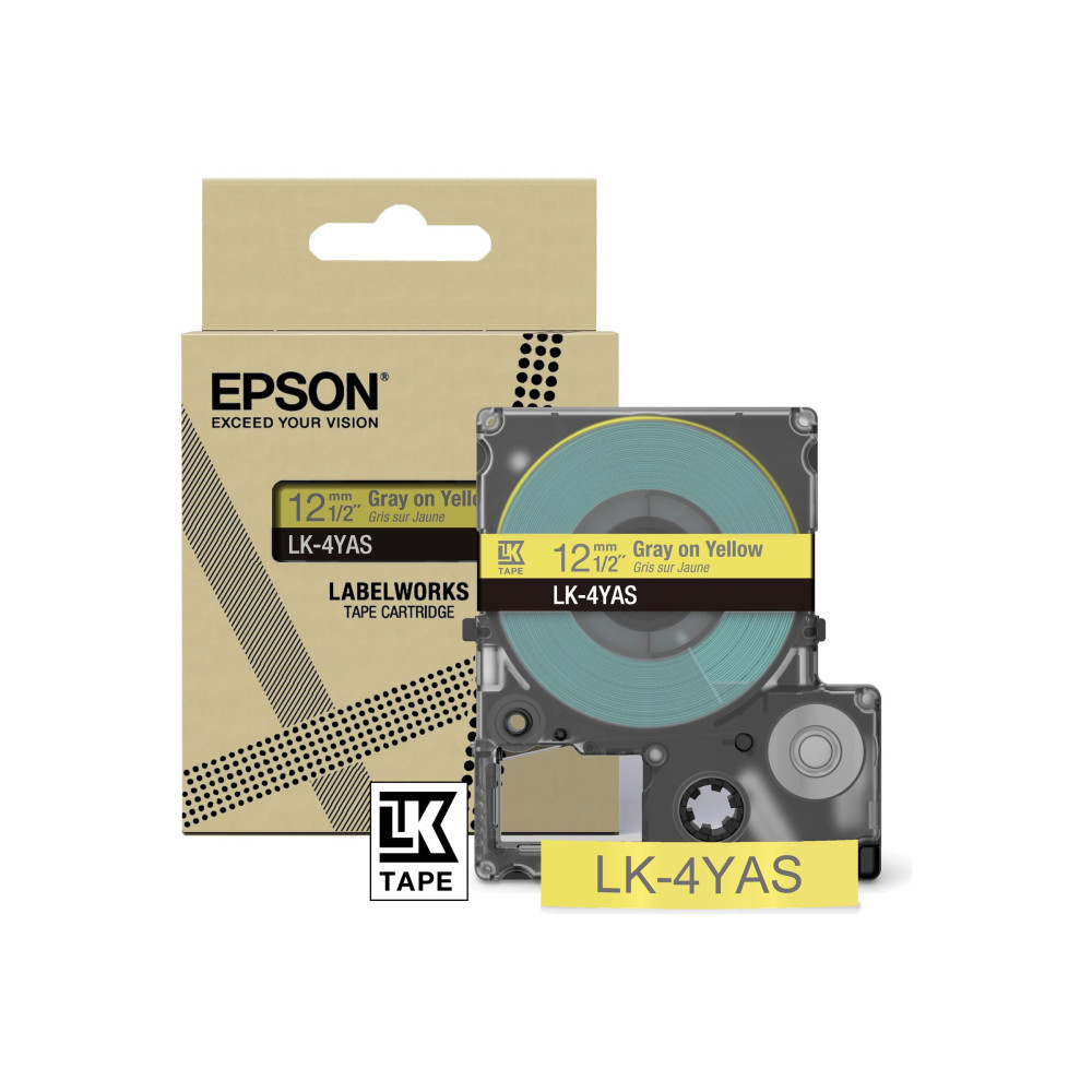 Produktbild för Epson LabelWorks LK-4YAS - bandpatron - 1 kassett(er) - Rulle (1,2 cm x 8 m)