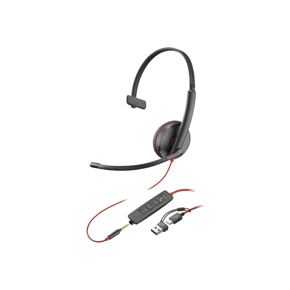 Produktbild för HP Poly Blackwire 3215 - headset - 3,5 mm kontakt, USB-C