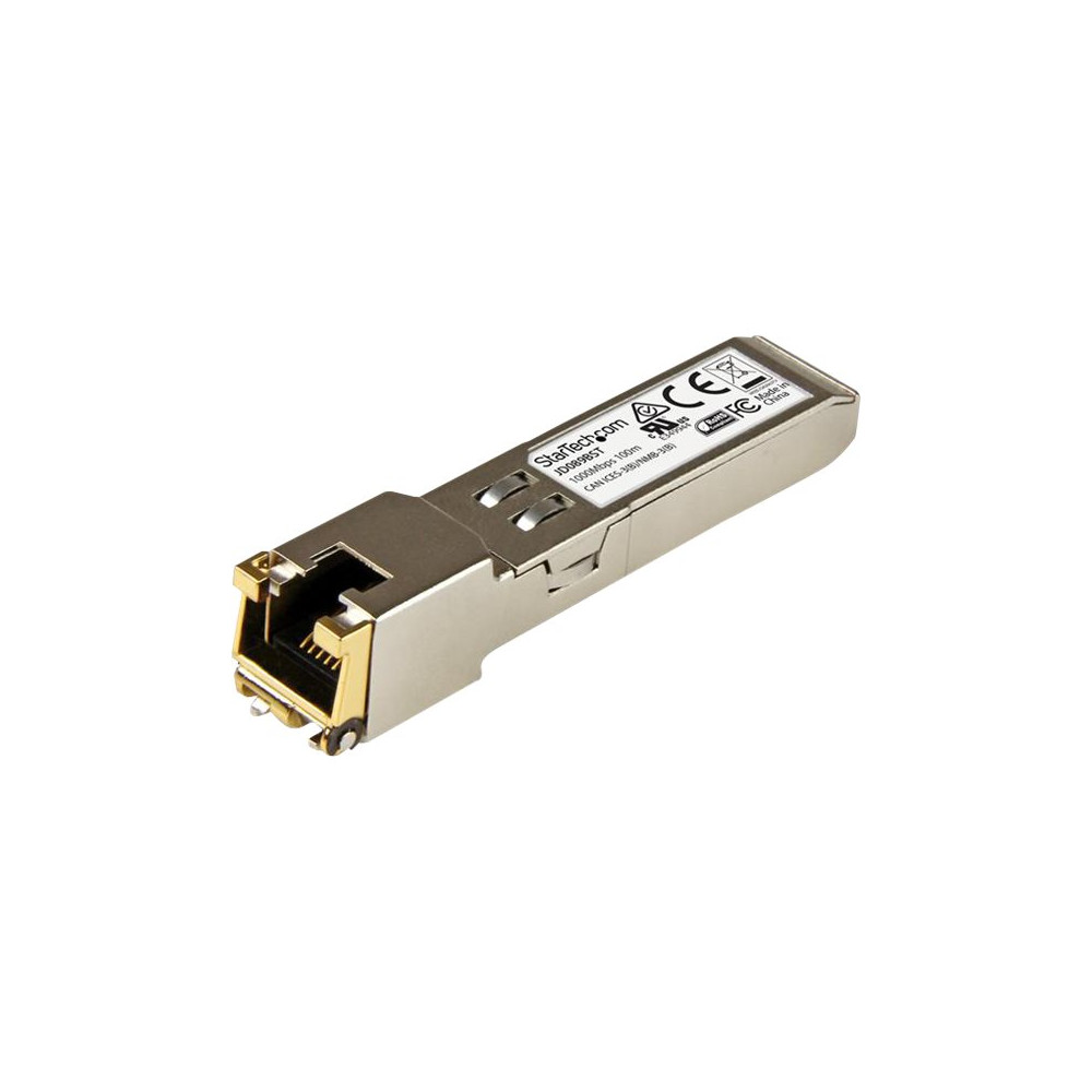 Produktbild för Startech HPE JD089B Compatible SFP Module, 1000BASE-T, SFP to RJ45 Cat6/Cat5e, 1GE Gigabit Ethernet SFP, RJ-45 (Copper) 100m, HPE 5820AF, 12500, 5500, 1Gbps Mini GBIC Transceiver SFP - Lifetime Warranty (JD089BST) - SFP-sändar/mottagarmodul (mini-GBIC) - 
