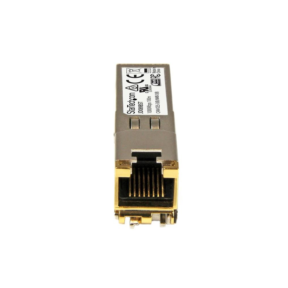 Produktbild för Startech HPE JD089B Compatible SFP Module, 1000BASE-T, SFP to RJ45 Cat6/Cat5e, 1GE Gigabit Ethernet SFP, RJ-45 (Copper) 100m, HPE 5820AF, 12500, 5500, 1Gbps Mini GBIC Transceiver SFP - Lifetime Warranty (JD089BST) - SFP-sändar/mottagarmodul (mini-GBIC) - 