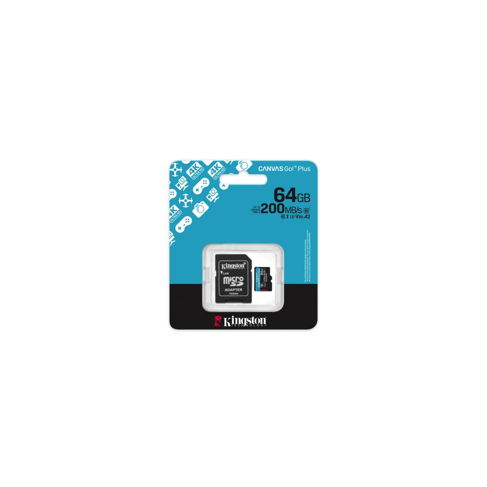 Produktbild för Kingston Canvas Go! Plus - flash-minneskort - 64 GB - mikroSDXC UHS-I