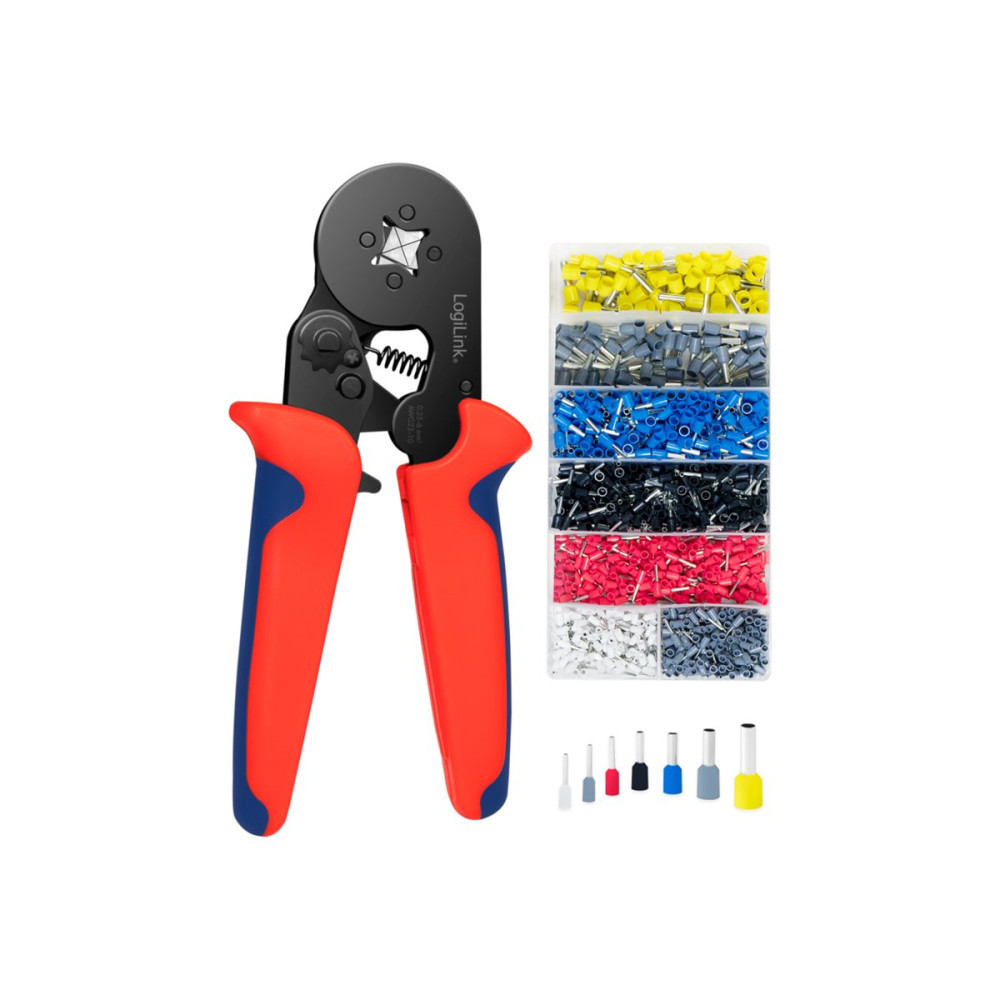 Produktbild för LogiLink Professional crimp tool kit - self-adjusting ratchet, with 1200 wire end ferrules