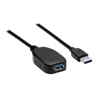 Produktbild för Manhattan USB-A to USB-A Extension Cable, 5m, Male to Female, Active, 5 Gbps (USB 3.2 Gen1 aka USB 3.0), Built In Repeater, SuperSpeed USB, Black, Three Year Warranty, Blister - USB-förlängningskabel - USB typ A till USB typ A - 5 m