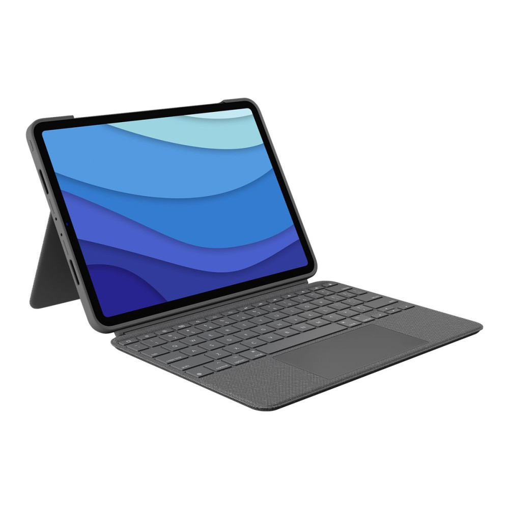 Produktbild för Logitech Combo Touch - tangentbord och foliefodral - med pekdyna - QWERTY - hela norden - oxford-grå Inmatningsenhet