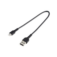 Produktbild för Startech 30cm tålig, svart USB-A till Blixtkabel