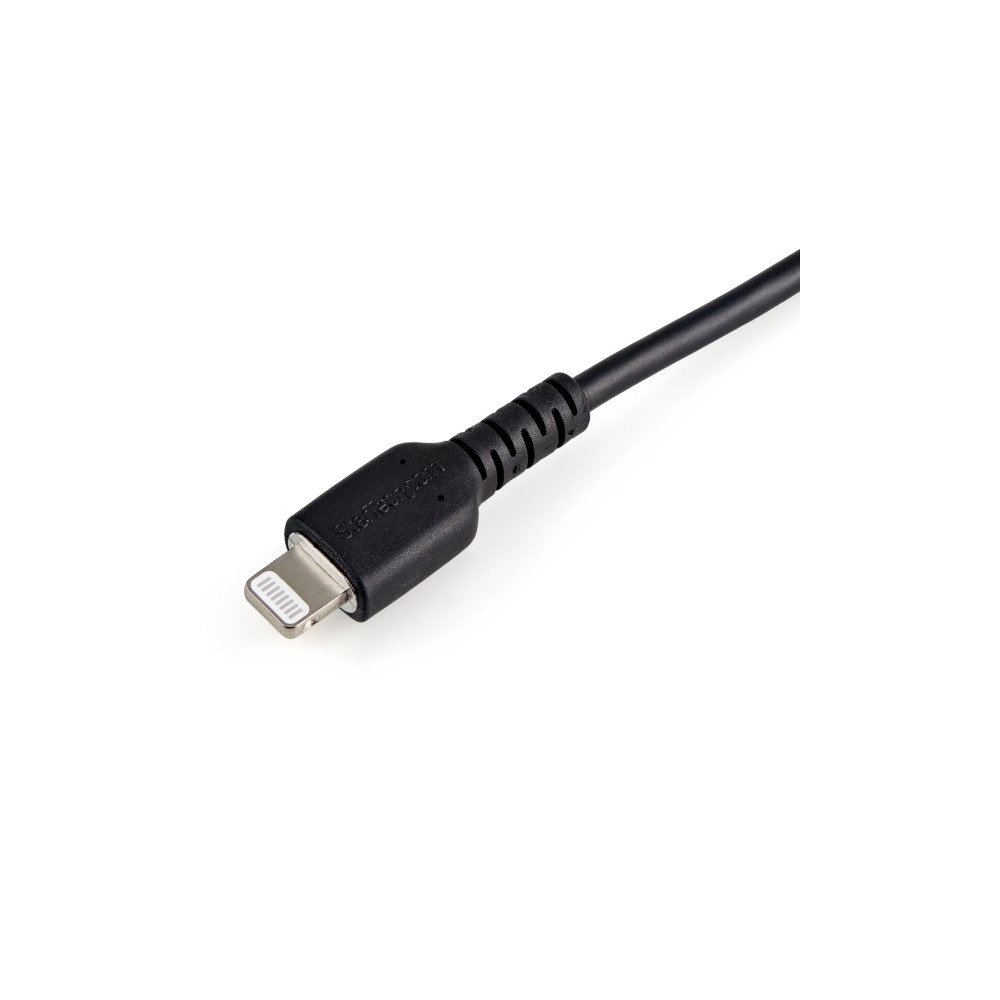 Produktbild för Startech 30cm tålig, svart USB-A till Blixtkabel