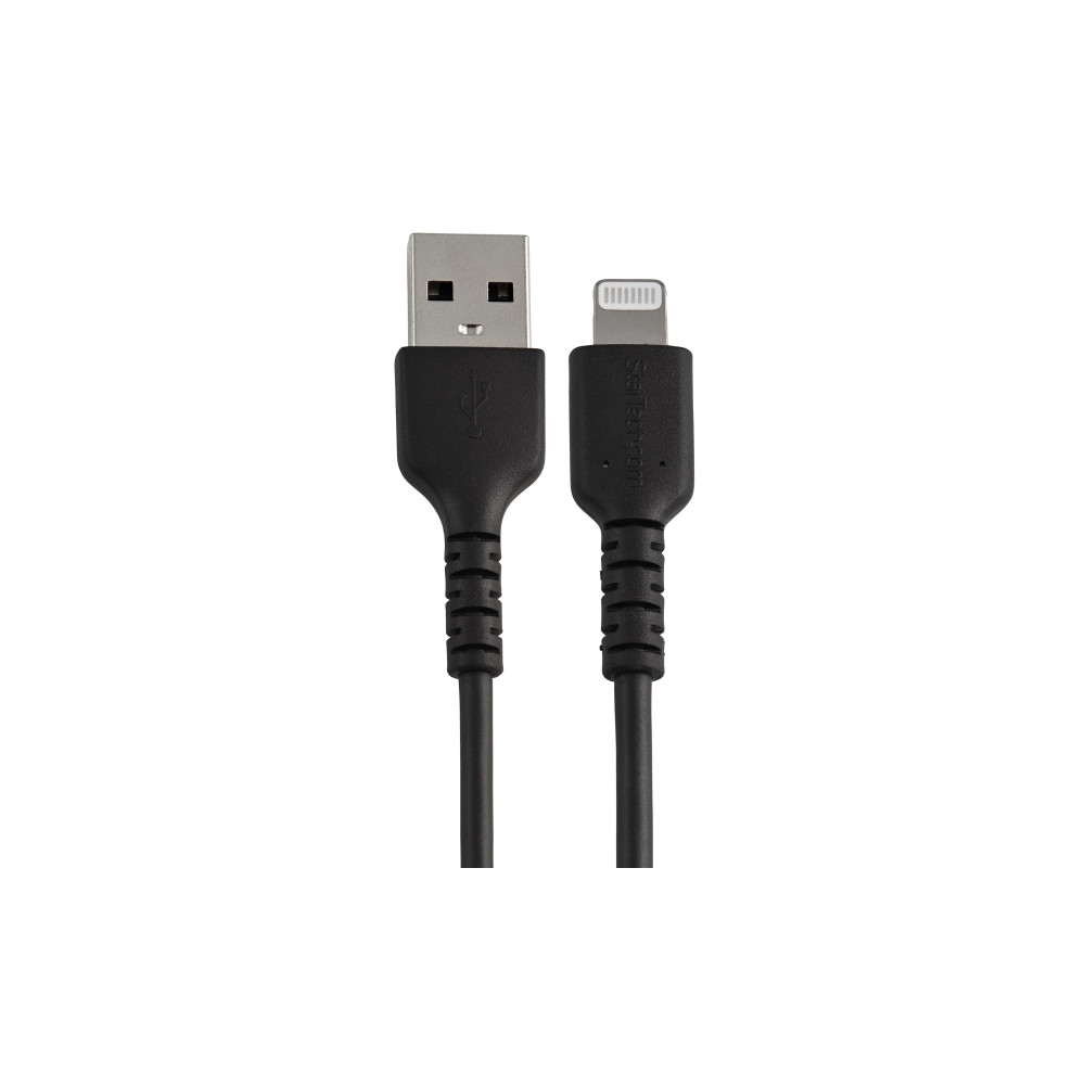 Produktbild för Startech 30cm tålig, svart USB-A till Blixtkabel