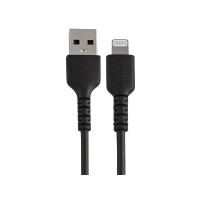 Produktbild för Startech 30cm tålig, svart USB-A till Blixtkabel