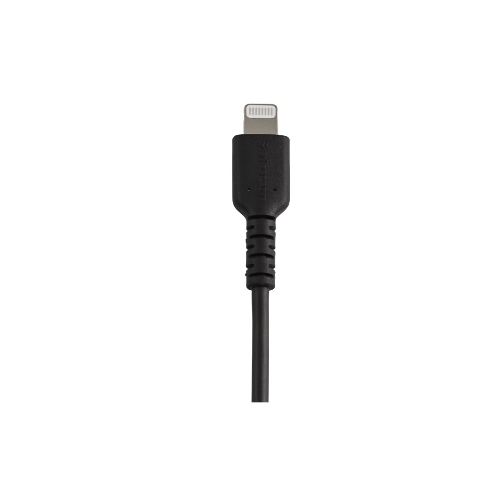 Produktbild för Startech 30cm tålig, svart USB-A till Blixtkabel