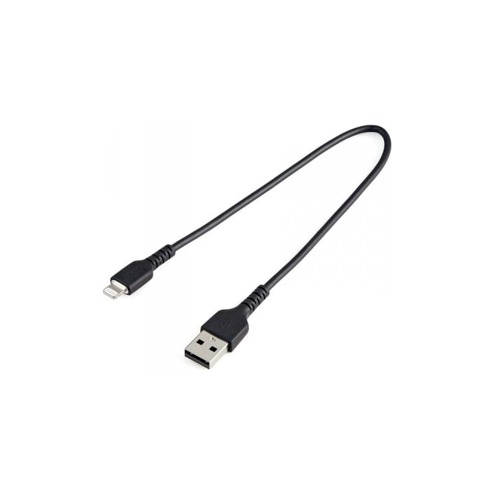 Produktbild för Startech 30cm tålig, svart USB-A till Blixtkabel