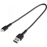 Produktbild för Startech 30cm tålig, svart USB-A till Blixtkabel