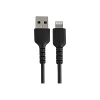 Produktbild för Startech 30cm tålig, svart USB-A till Blixtkabel