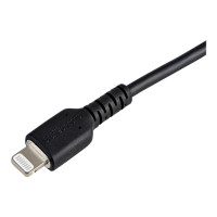 Produktbild för Startech 30cm tålig, svart USB-A till Blixtkabel