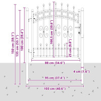 Produktbild för Grind med spetstopp KAMPEN 103 x 100 cm Stål Grå Låsbar