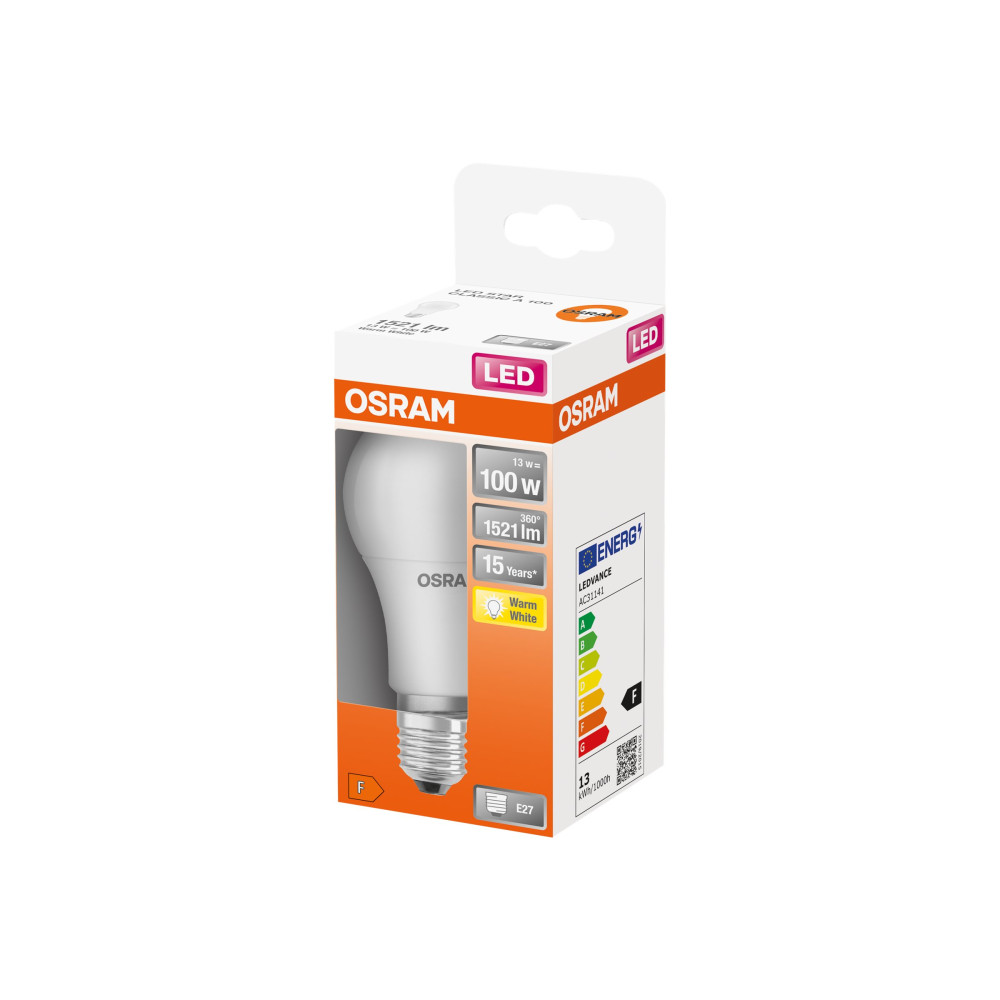 Produktbild för OSRAM LED STAR - LED-glödlampa - form: A60 - glaserad finish - E27 - 13 W - varmt vitt ljus - 2700 K