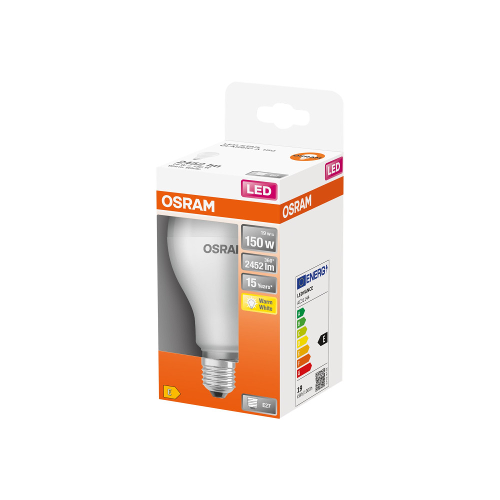Produktbild för OSRAM LED STAR - LED-glödlampa - form: A68 - glaserad finish - E27 - 19 W - varmt vitt ljus - 2700 K