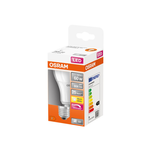 OSRAM OSRAM LED SUPERSTAR - LED-glödlampa - form: A60 - glaserad finish - E27 - 8.8 W - varmt vitt ljus - 2700 K