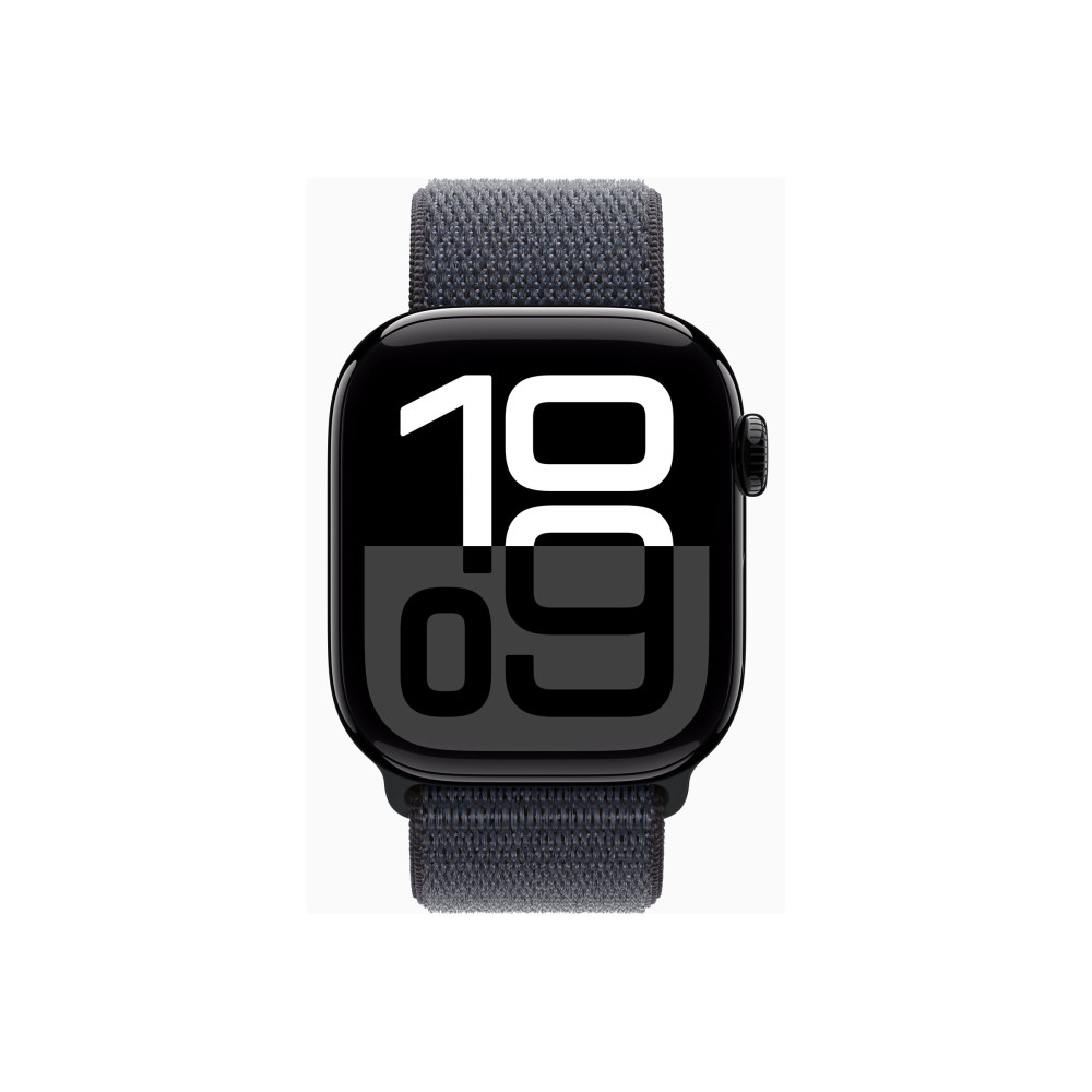Produktbild för Apple Watch Series 10 (GPS) - jet black aluminium - smart klocka med sportögla - bläck - 64 GB