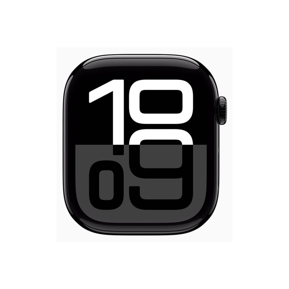 Produktbild för Apple Watch Series 10 (GPS) - jet black aluminium - smart klocka med sportögla - bläck - 64 GB