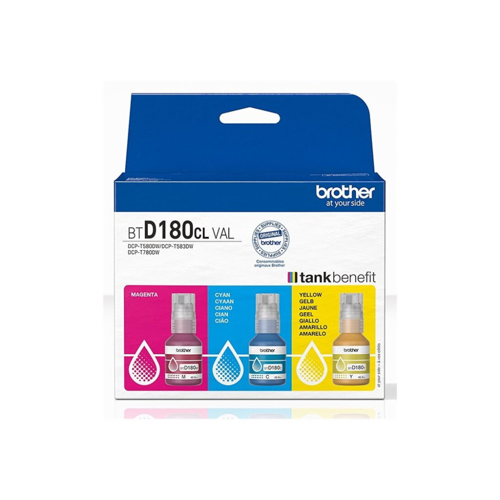 Produktbild för Brother BTD180CL Multipack - 3-pack - gul, cyan, magenta - original - påfyllnadsbläck