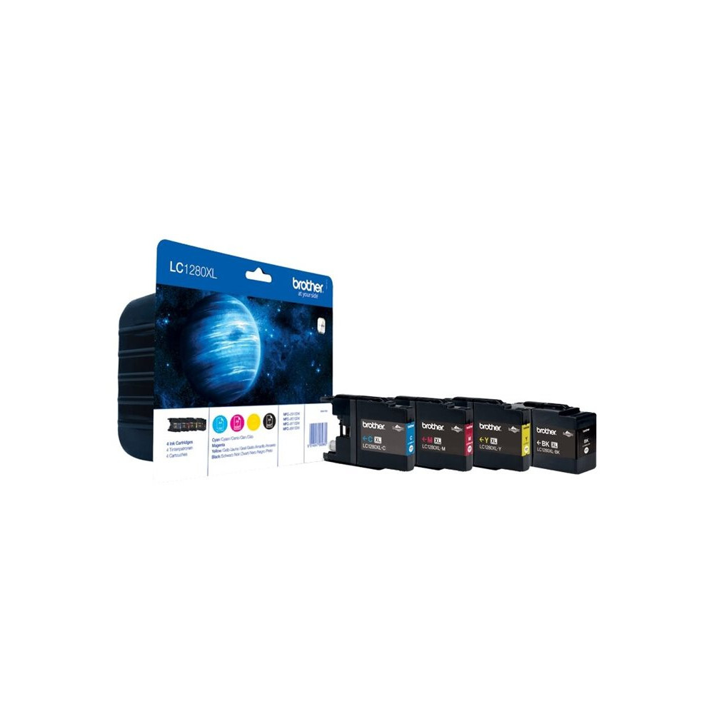 Produktbild för Brother LC1280XLVALBP - 4-pack - hög kapacitet - svart, gul, cyan, magenta - original - bläckpatron