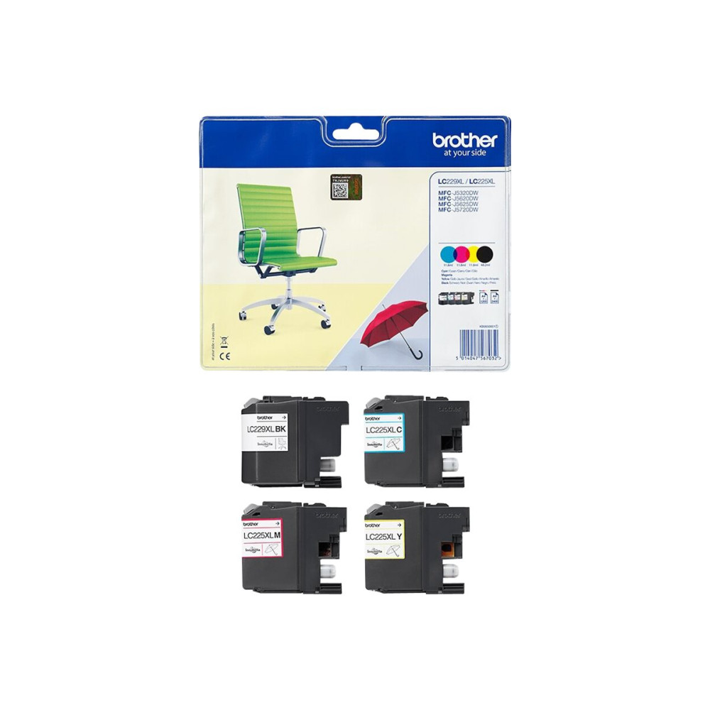 Produktbild för Brother LC229XLVALBP - 4-pack - svart, gul, cyan, magenta - original - bläckpatron