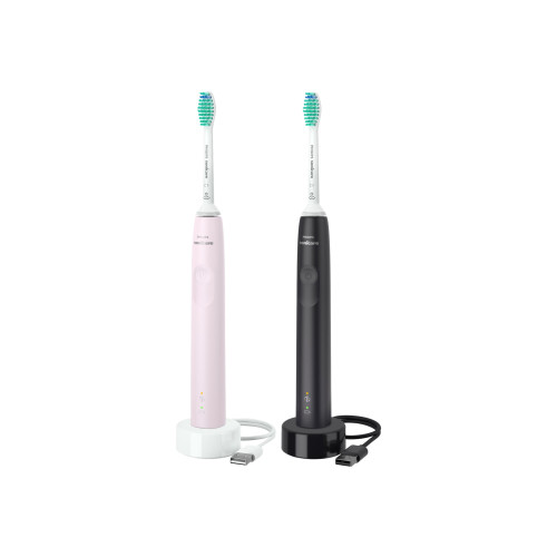 Philips Philips 3100 Series HX3675 - tandborstuppsättning - svart/sockerrosa