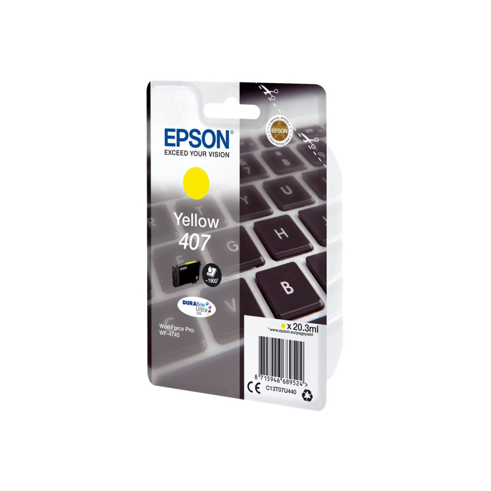 Produktbild för Epson 407 - L-storlek - gul - original - bläckpatron