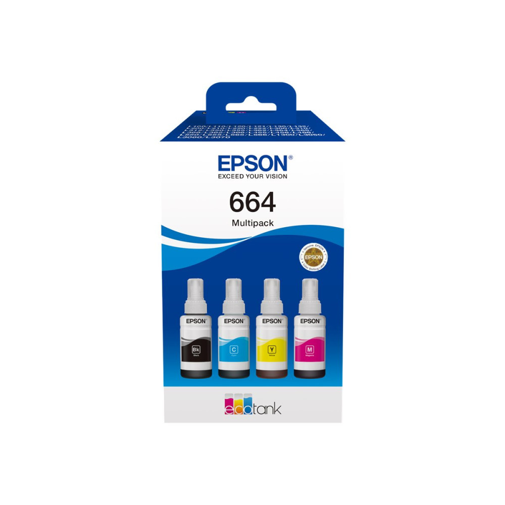 Produktbild för Epson EcoTank 664 - 4-pack - svart, magenta, cyan, gul - original - bläcktank