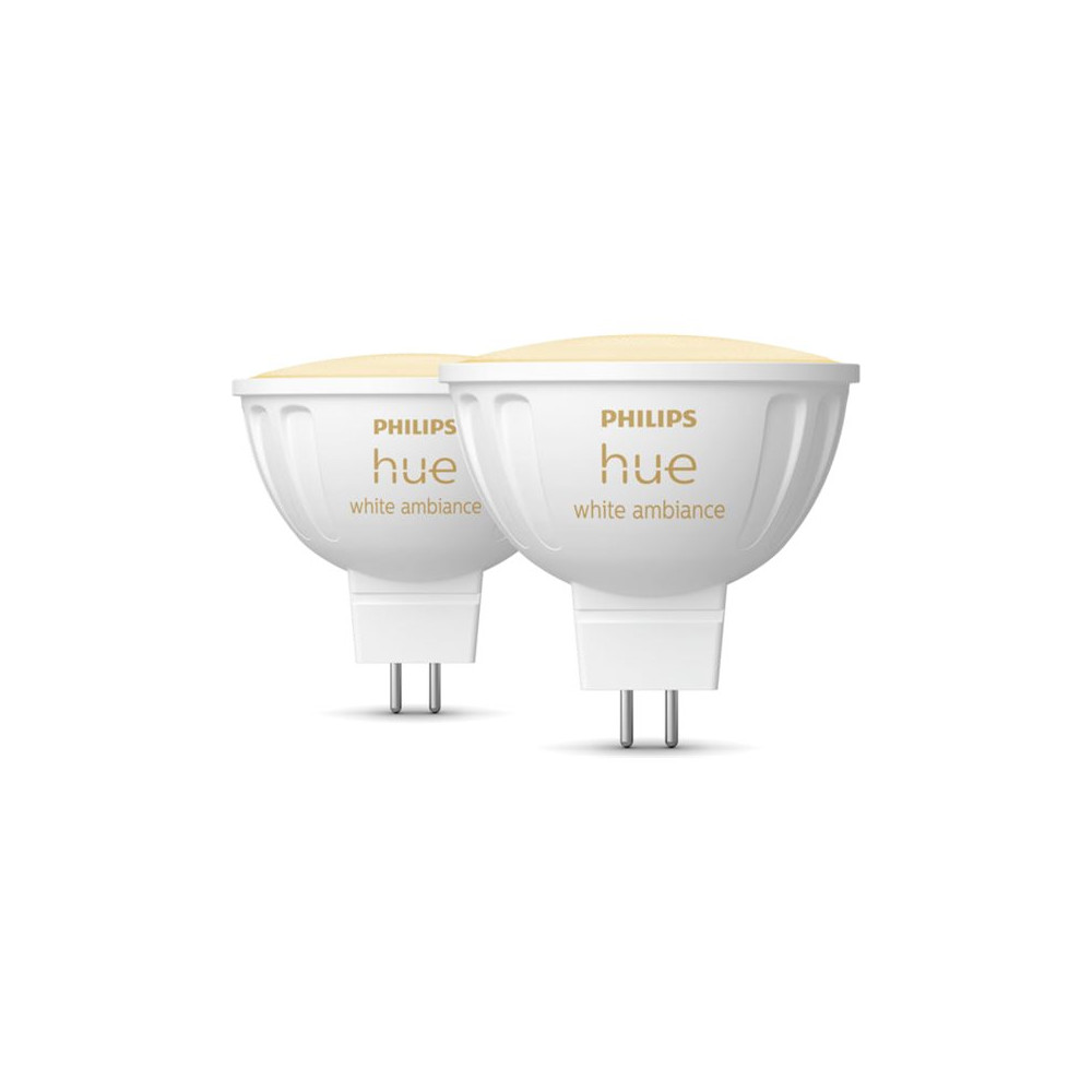 Produktbild för Philips Hue White and Color Ambiance - LED-spotlight - form: MR16 - GU5.3 - 5.1 W - varmt till kallt vitt ljus - 2200-6500 K (paket om 2)
