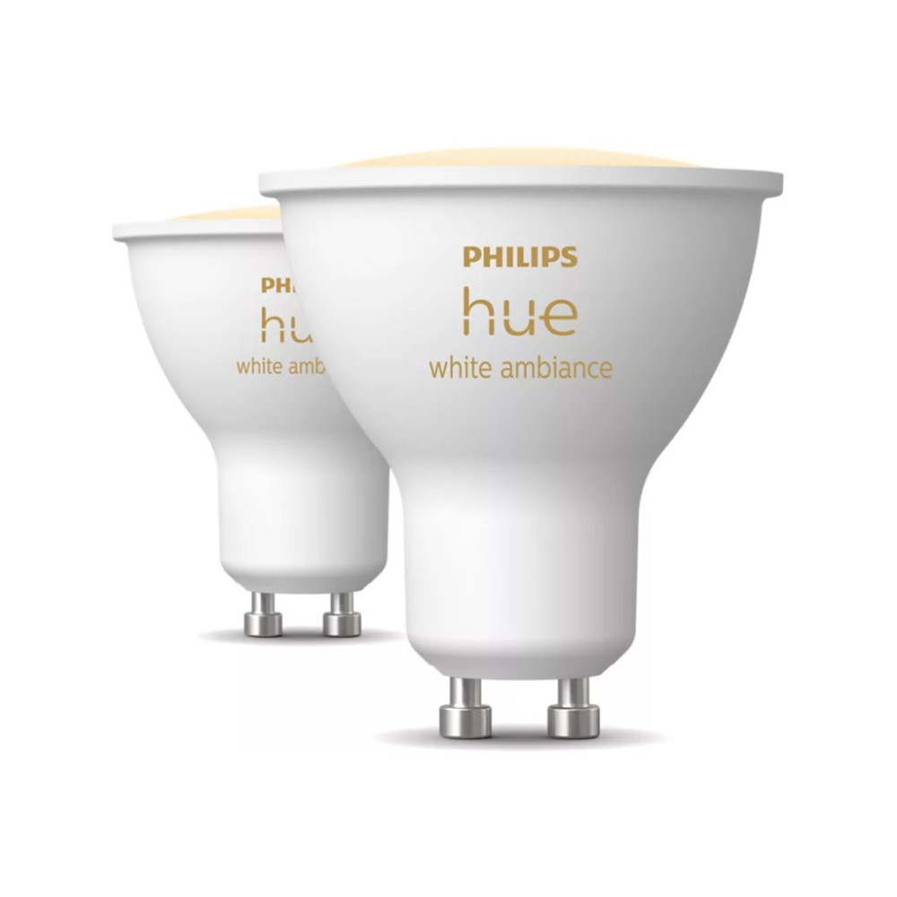 Produktbild för Philips Hue White ambiance - LED-spotlight - GU10 - 4.2 W - varmt till kallt vitt ljus - 2200-6500 K (paket om 2)