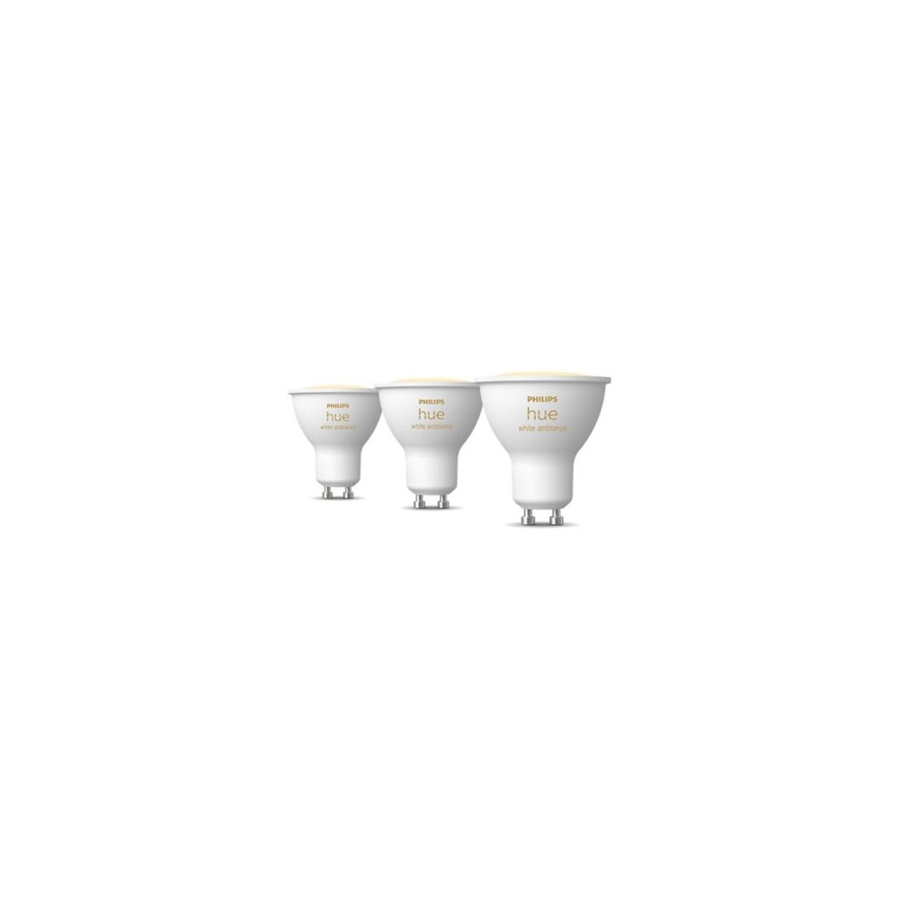 Produktbild för Philips Hue White ambiance - LED-spotlight - GU10 - 4.2 W - varmt till kallt vitt ljus - 2200-6500 K (paket om 3)