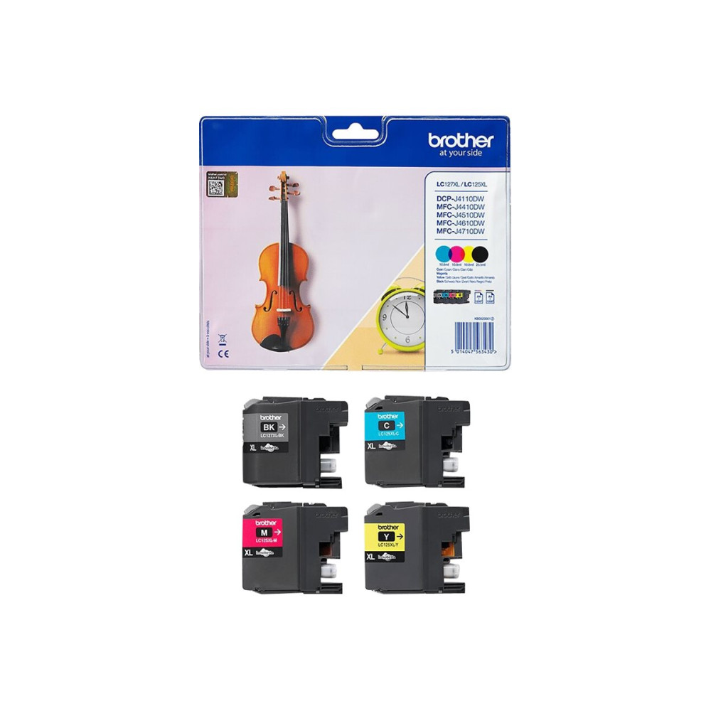 Produktbild för Brother LC127XL Value Pack - 4-pack - hög kapacitet - svart, gul, cyan, magenta - original - bläckpatron