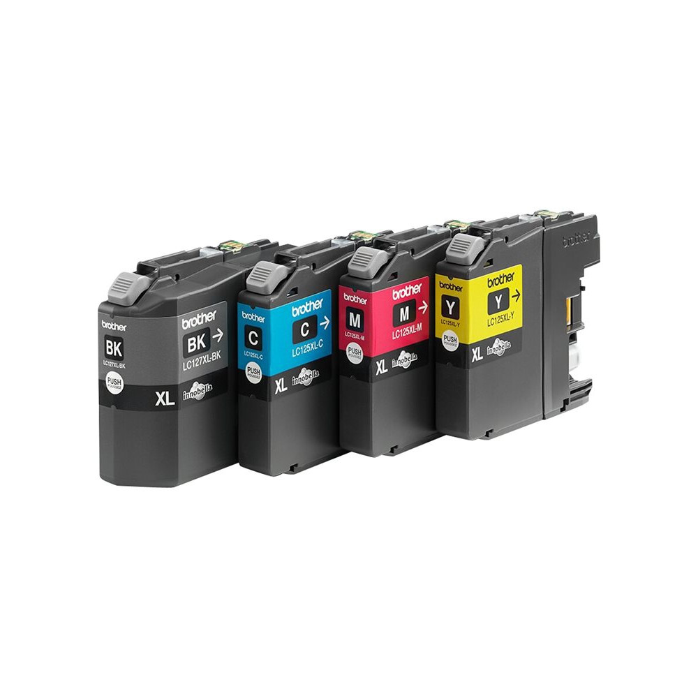 Produktbild för Brother LC127XL Value Pack - 4-pack - hög kapacitet - svart, gul, cyan, magenta - original - bläckpatron