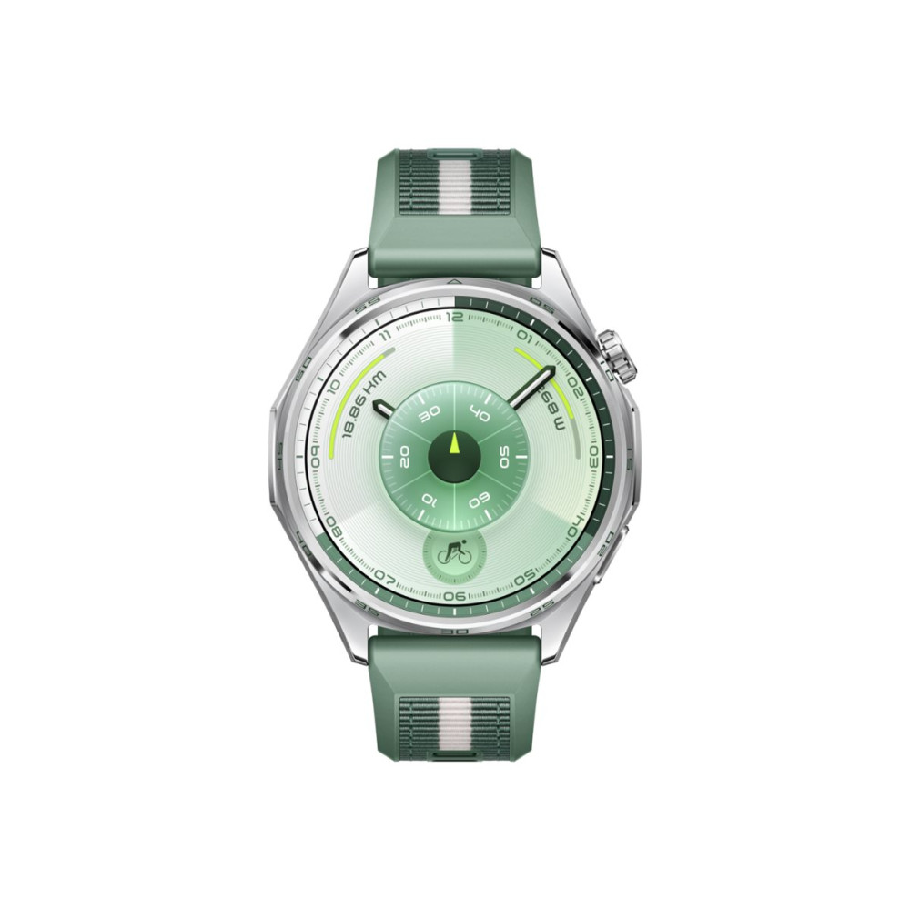 Produktbild för Huawei Watch GT 6 - rostfritt stål - smart klocka med rem - grön - grön